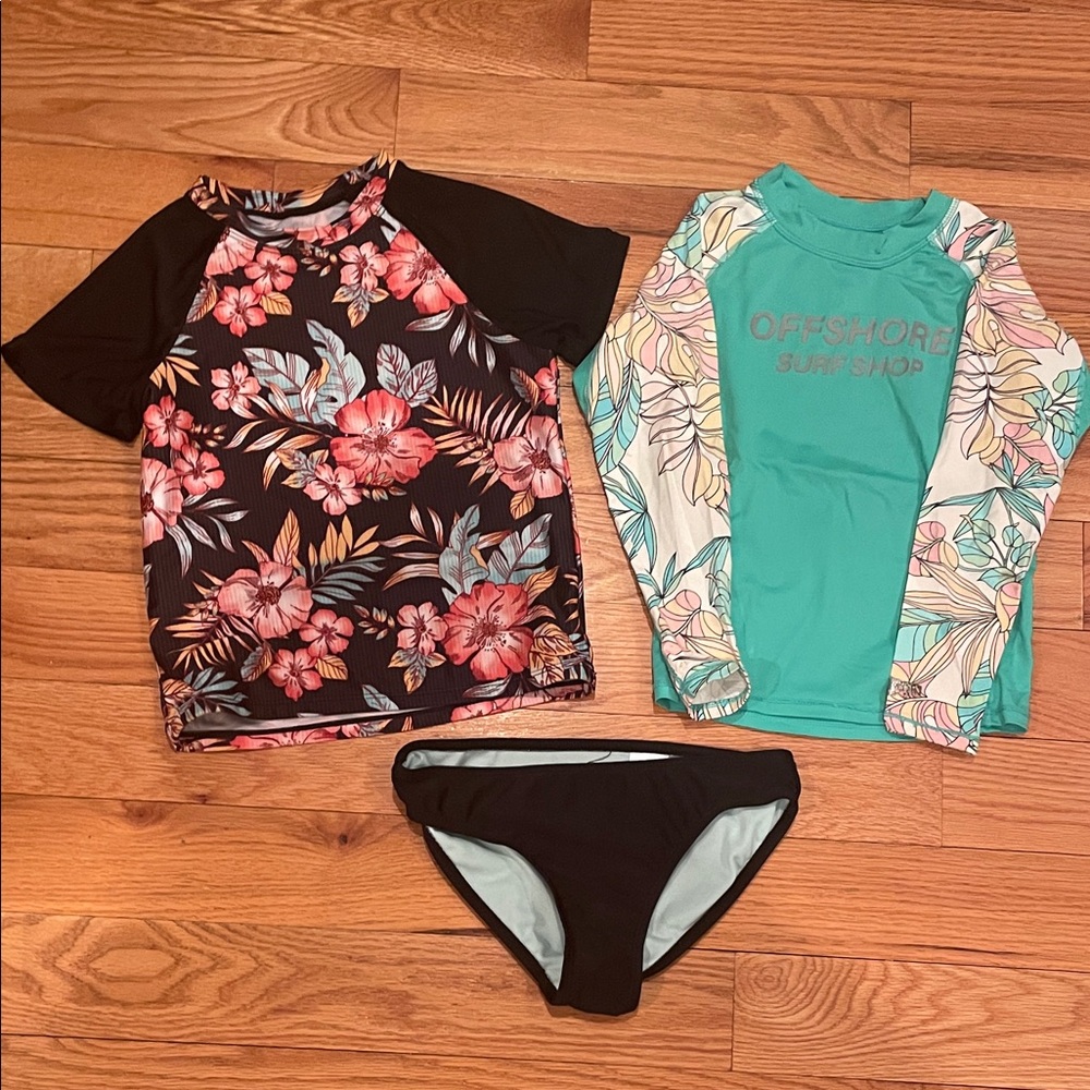 🌺 Tropical Design Long and Short Sleeve Rashguard Swim Set